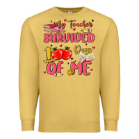 Antique Gold my teacher survived 100 days of me Premium Sweatshirt - MaliasSmallBusiness