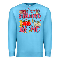Ocean Blue my teacher survived 100 days of me Premium Sweatshirt - MaliasSmallBusiness