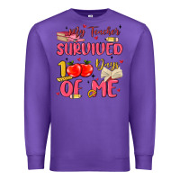 Purple my teacher survived 100 days of me Premium Sweatshirt - MaliasSmallBusiness