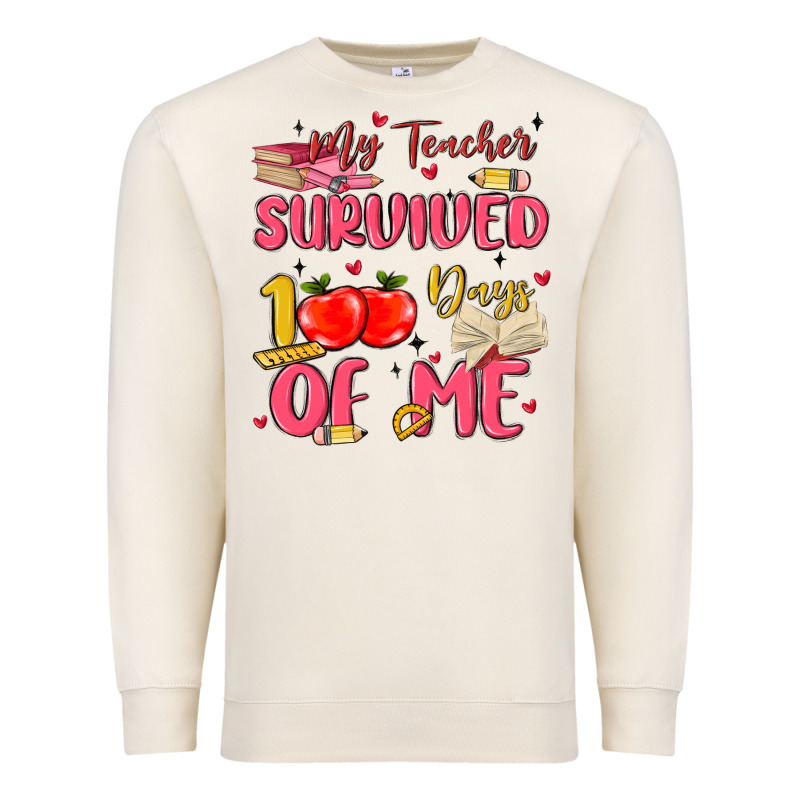 My Teacher Survived 100 Days Of Me Premium Sweatshirt by MaliasSmallBusiness | Teevron