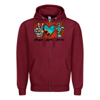 Burgundy peace love jesus Zipper Hoodie - JahusDesignShop