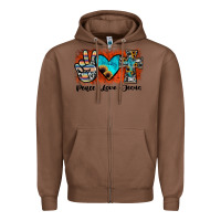 Chestnut peace love jesus Zipper Hoodie - JahusDesignShop