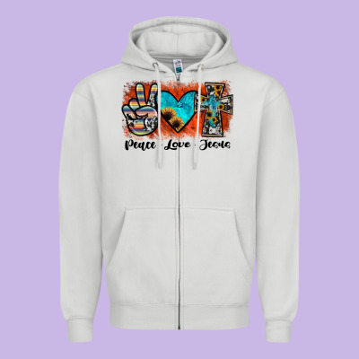 Peace Love Jesus Zipper Hoodie Designed By Jahusdesignshop