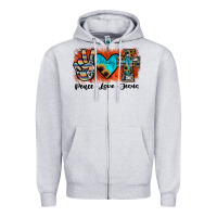 Heather Grey peace love jesus Zipper Hoodie - JahusDesignShop