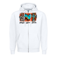 White peace love jesus Zipper Hoodie - JahusDesignShop