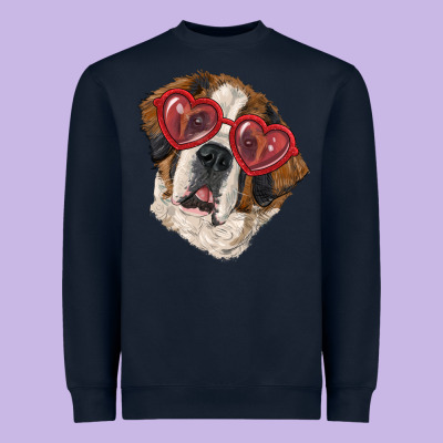 Heavyweight Sweatshirt saint bernard with love glasses