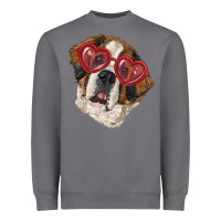 Storm saint bernard with love glasses Heavyweight Sweatshirt - RanaPortraitStore