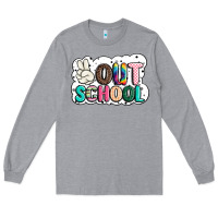Heather Grey peace out school Long Sleeve Tee - JahusDesignShop