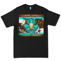 Black bull skull and turquoise cowhide tumbler Premium Tee - Artiststas