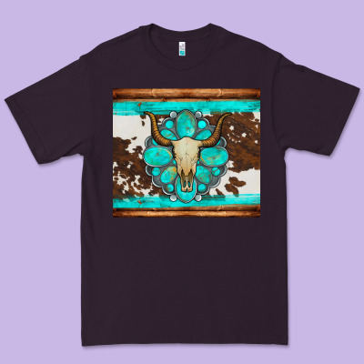 Bull Skull And Turquoise Cowhide Tumbler Premium Tee Designed By Artiststas