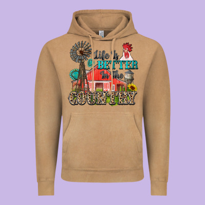 Life Is Better In The Country Vintage Hoodie Designed By Zillion Design Studio