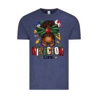 Vintage Denim director life afro messy bun Vintage Tee - texasbilliewilder