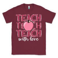 Burgundy teach with love Classic Tee - JahusDesignShop