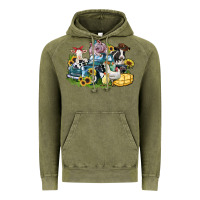 Vintage Olive farm animals truck Vintage Hoodie - Zillion Design Studio