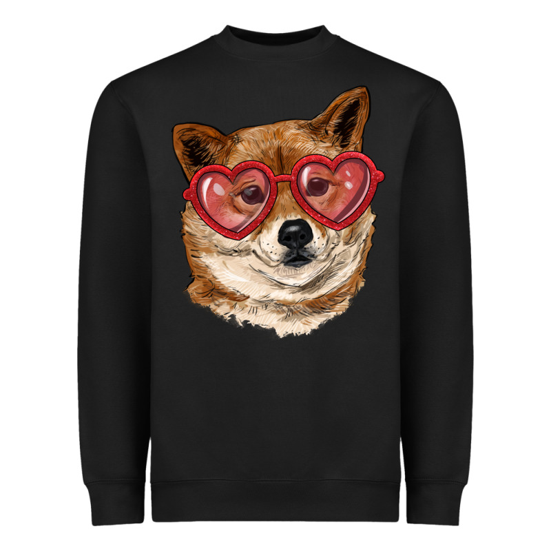 Shiba Inu With Love Glasses Heavyweight Sweatshirt by RanaPortraitStore | Teevron