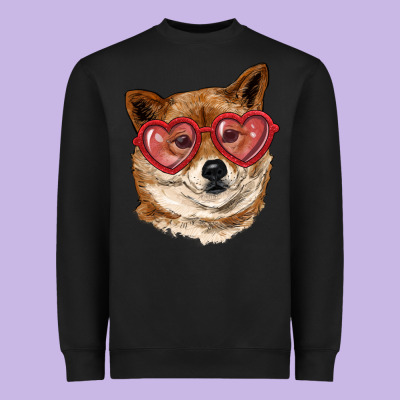 Heavyweight Sweatshirt shiba inu with love glasses