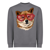 Storm shiba inu with love glasses Heavyweight Sweatshirt - RanaPortraitStore