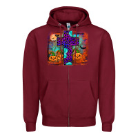 Burgundy halloween cross Zipper Hoodie - JahusDesignShop