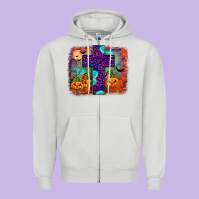 Halloween Cross Zipper Hoodie Designed By Jahusdesignshop