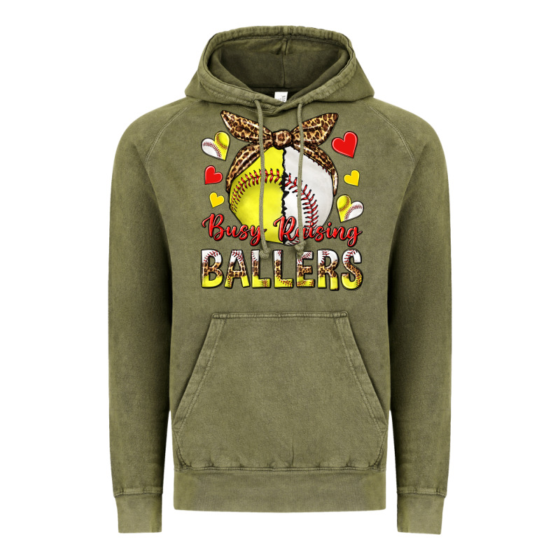 Busy Raising Ballers With Baseball And Softball Vintage Hoodie by texasbilliewilder | Teevron