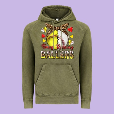 Busy Raising Ballers With Baseball And Softball Vintage Hoodie Designed By Texasbilliewilder
