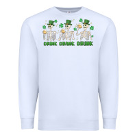 White drink drank drunk st. patricks day skeletons Premium Sweatshirt - MaliasSmallBusiness