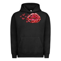 Pigment Black kiss with leopard and hearts Urban Hoodie - RanaPortraitStore