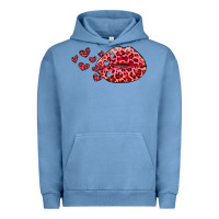 Pigment Pebble Blue kiss with leopard and hearts Urban Hoodie - RanaPortraitStore