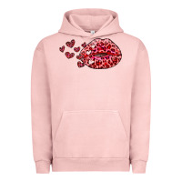 Pigment Salmon kiss with leopard and hearts Urban Hoodie - RanaPortraitStore