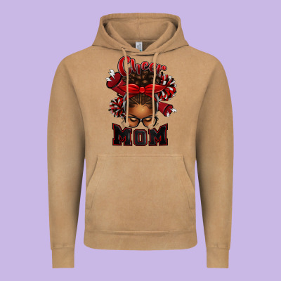Cheer Mom Afro Messy Bun Vintage Hoodie Designed By Texasbilliewilder