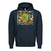 Navy gigi sunflower turquoise Zipper Hoodie - Jasminsmagicworld