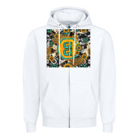 White gigi sunflower turquoise Zipper Hoodie - Jasminsmagicworld