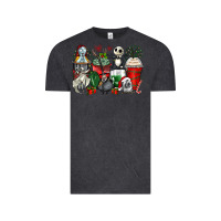 Vintage Black Christmas cartoon characters coffee cups Vintage Tee - Zillion Design Studio