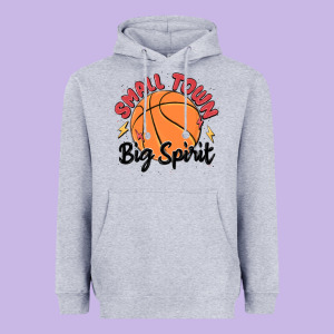 Small Town Big Spirit Heavyweight Hoodie Designed By Maliassmallbusiness