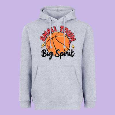 Small Town Big Spirit Heavyweight Hoodie Designed By Maliassmallbusiness