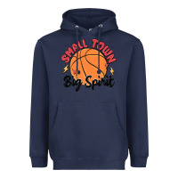 Navy small town big spirit Heavyweight Hoodie - MaliasSmallBusiness