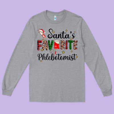 Santas Favourite Phlebotomist Long Sleeve Tee Designed By Adodesignshop