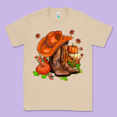 Fall Pumpkins  Cowgirl  And Roses Classic Tee Designed By Adodesignshop