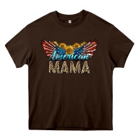 Chocolate Brown Western American Mama With Sunflowers Heavy Core Tee - LillyAllenDesigns