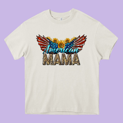 Western American Mama With Sunflowers Heavy Core Tee Designed By Lillyallendesigns
