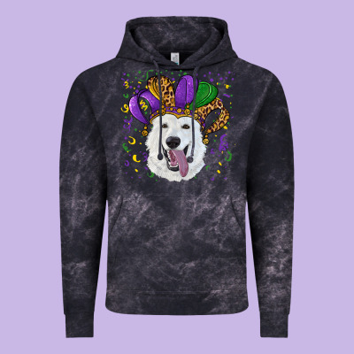 Vintage Hoodie mardi gras hat  white shepherd