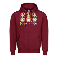 Burgundy summer vibes gnomes Zipper Hoodie - Artiststas