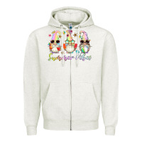 Oatmeal Heather summer vibes gnomes Zipper Hoodie - Artiststas