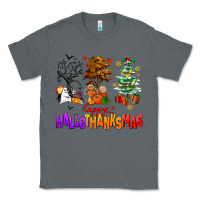 Charcoal Heather happy hallothanksmas trees Classic Tee - AdoDesignShop