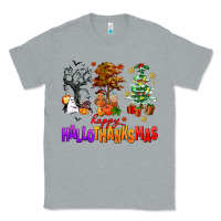 Heather Grey happy hallothanksmas trees Classic Tee - AdoDesignShop