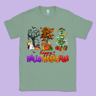Happy Hallothanksmas Trees Classic Tee Designed By Adodesignshop