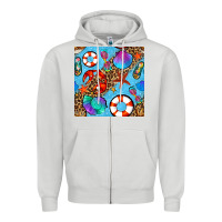 Dove Grey summer with leopard seamless pattern Zipper Hoodie - BundleAndBundleShop