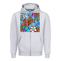 Heather Grey summer with leopard seamless pattern Zipper Hoodie - BundleAndBundleShop