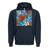 Navy summer with leopard seamless pattern Zipper Hoodie - BundleAndBundleShop