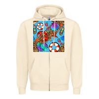 Sandshell summer with leopard seamless pattern Zipper Hoodie - BundleAndBundleShop